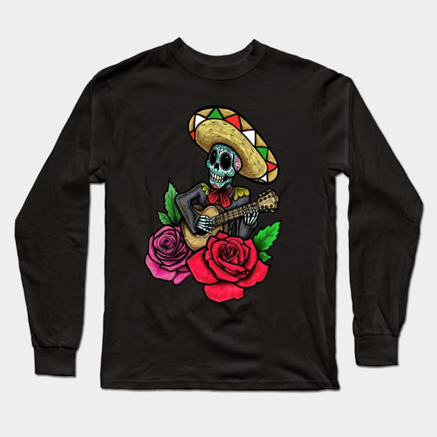 Day of the dead mariachi Long Sleeve T-Shirt by Squatchyink